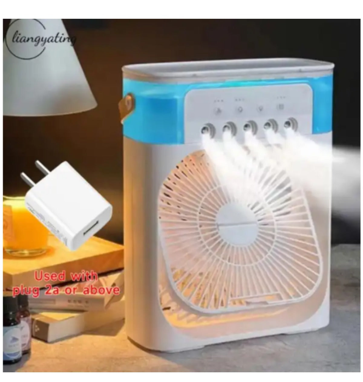 Electric Fan, portable Usb Mini Air Conditioner Timing 3 Speeds Setting,cooler Wind Spray Wide Angled Adjust With 600ml Capacity(random Color )⭐ Best for Personal Use  ⭐ Comes with Humidifer  ✔️ 15 Days Check Warranty