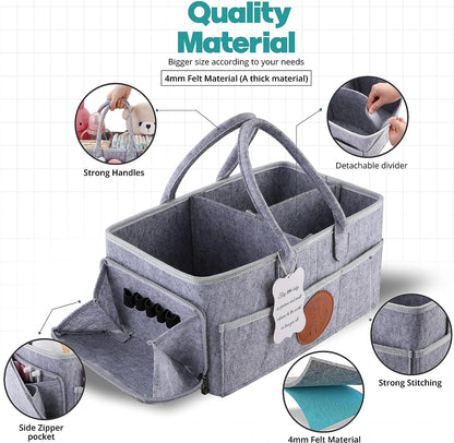 👶🏻 Foldable Travel Felt Storage Bag Baby Diaper Caddy Organizer 👶🏻