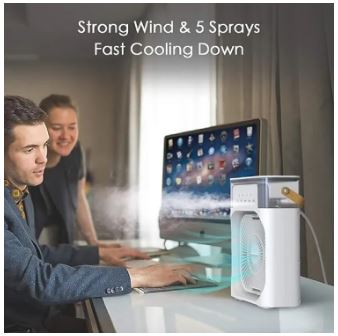 Electric Fan, portable Usb Mini Air Conditioner Timing 3 Speeds Setting,cooler Wind Spray Wide Angled Adjust With 600ml Capacity(random Color )⭐ Best for Personal Use  ⭐ Comes with Humidifer  ✔️ 15 Days Check Warranty