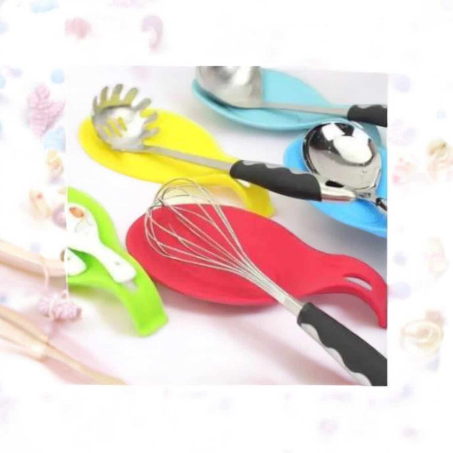 Spoon Holders Fork Spatula Rack Shelf Organizer Plastic Spoon Rest Chopsticks Holder Non-slip Spoons Pad -Kitchen Spoon Mat Rest, Spoon Holder for Stove Top, Utensil Rest for Kitchen Counter