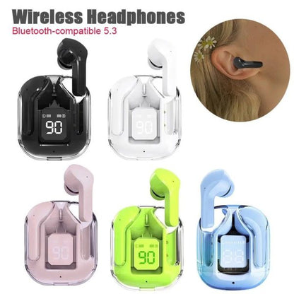 Air31 Earbuds Wireless Crystal Transparent Body With Silicone Pouch