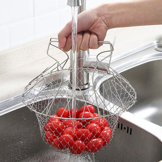 Chef Basket Foldable Strainer Stainless Steel 12 in 1 tool